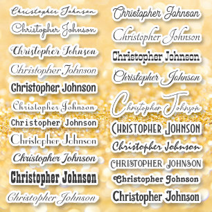 Stylish Name Signature Black Text Script Kiss Cut Sticker