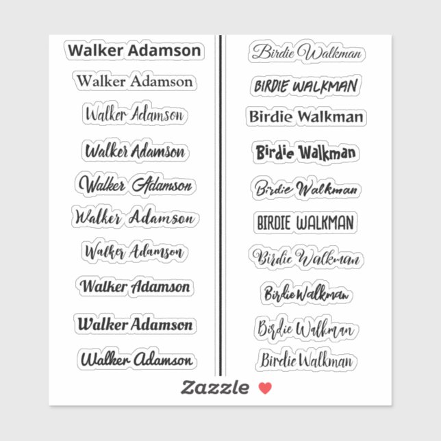 Stylish Name Stickers (Sheet)