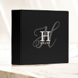Stylish Name with Calligraphy Monogram Black<br><div class="desc">Stylish and beautiful, this monogram 3-ring-binder design displays the initial of your first name in both a simple serif font and an elegant calligraphy font in the background. Your name is displayed below your monogram initial in this unique typography custom design. The three elements blend together with a sophisticated harmony...</div>