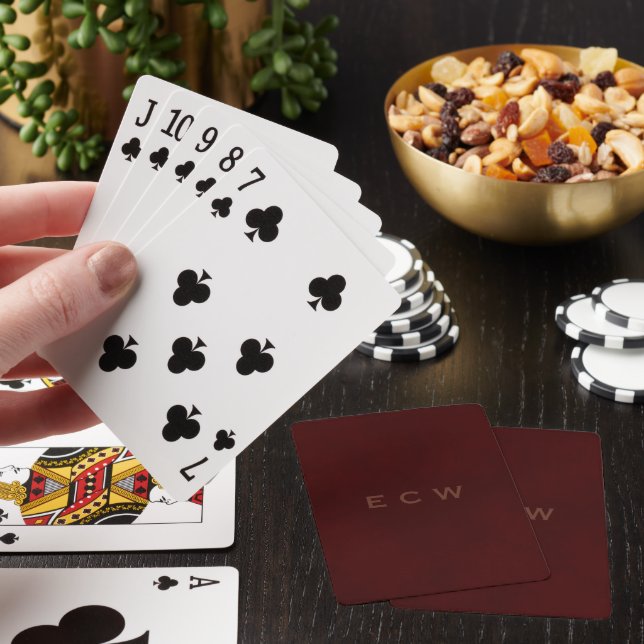Stylish Named Mottled Brown Poker Cards (In Situ)