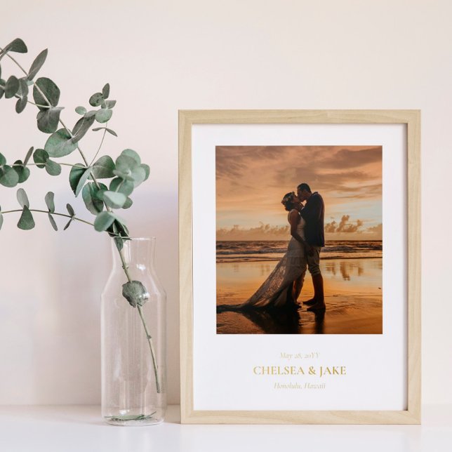 Stylish Names Date Location Wedding Photo Foil Prints (Creator Uploaded)