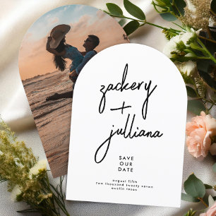 Stylish NAMES Photo Custom Arch Save The Date