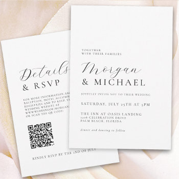 Stylish Names Simple Minimal Classic Wedding Invitation by Oasis_Landing at Zazzle