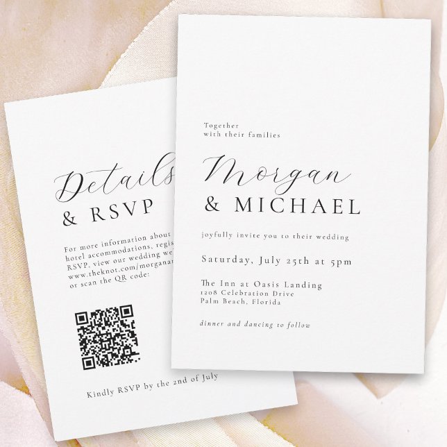 Stylish Names Simple Minimal Classic Wedding  Invitation (Creator Uploaded)