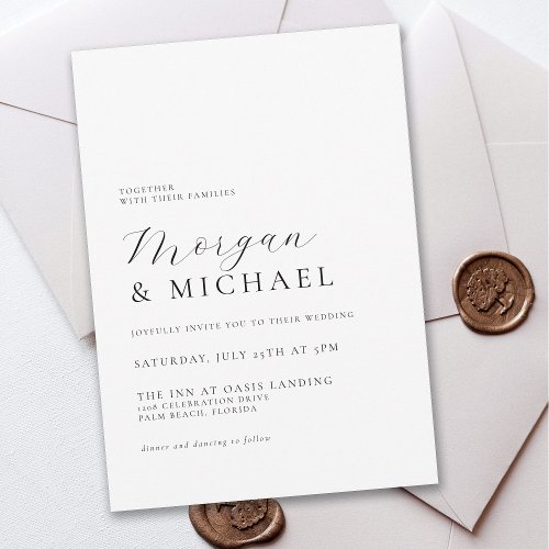 Stylish Names Simple Minimal Classic Wedding Invitation