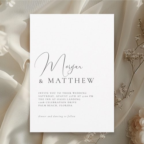 Stylish Names Simple Minimal Classic Wedding Invitation