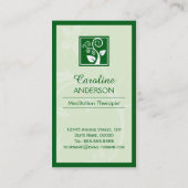 Stylish Nature Swirl Tree Leaf Green Symbol Business Card (Back)