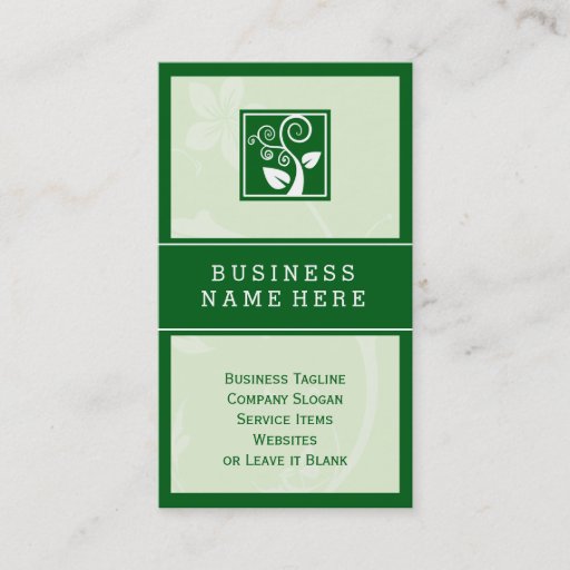 Customizable Stylish Nature Swirl Tree Leaf Green Symbol Business Card