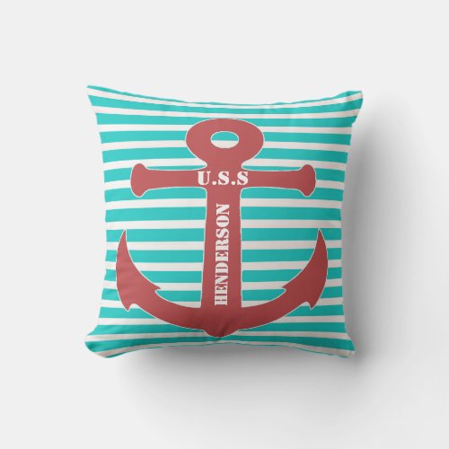 Stylish Nautical Anchor Decorator Pillow