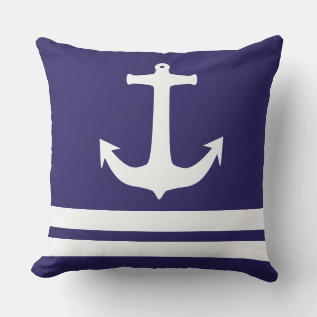 Stylish Nautical Anchor Outdoor Pillow (Front)