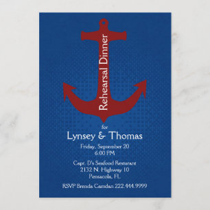 Stylish Nautical Anchor Rehearsal Dinner Invitation