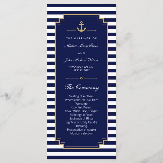 Stylish Nautical Blue Wedding Program Rack Cards Zazzle Com