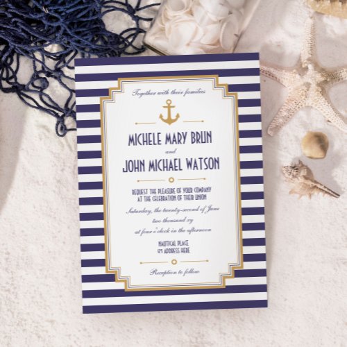 Stylish Nautical Wedding Invitation