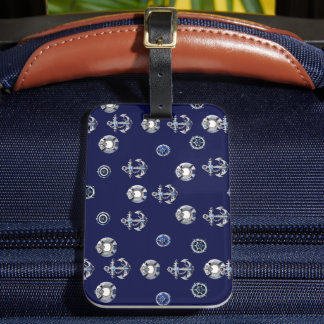 Stylish Nautical Navy Blue and White Luggage Tag