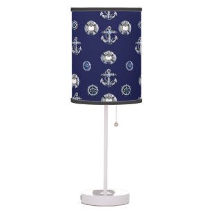 Stylish Nautical Navy Blue and White   Table Lamp