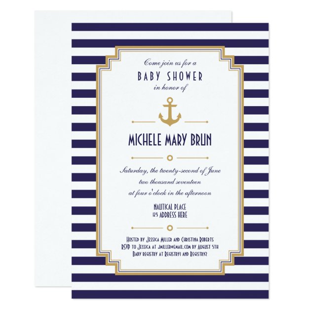 Stylish Nautical Neutral Baby Shower Invitation