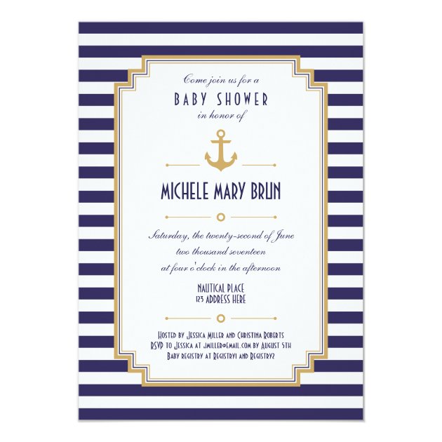 Stylish Nautical Neutral Baby Shower Invitation