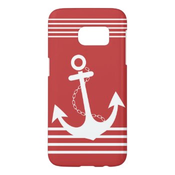 Stylish Nautical Red Design Samsung Galaxy S7 Case by phonecase4you at Zazzle