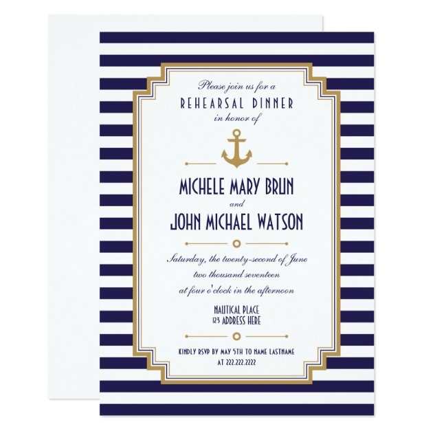 Stylish Nautical Rehearsal Dinner Invitation