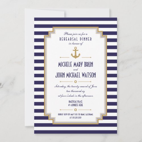 Stylish Nautical Rehearsal Dinner Invitation