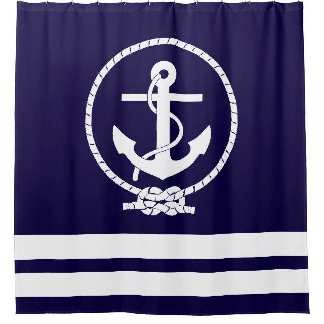 Stylish Nautical Shower Curtain (Front)