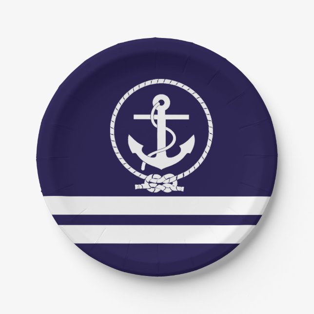 Stylish Nautical Theme Paper Plates (Front)
