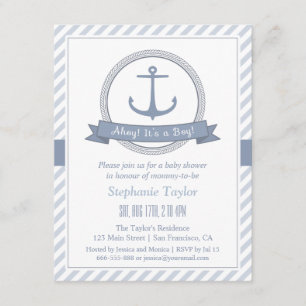 Stylish Nautical Themed Baby Shower Invitations