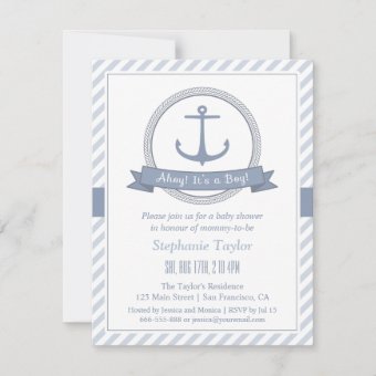 Stylish Nautical Themed Baby Shower Invitations | Zazzle