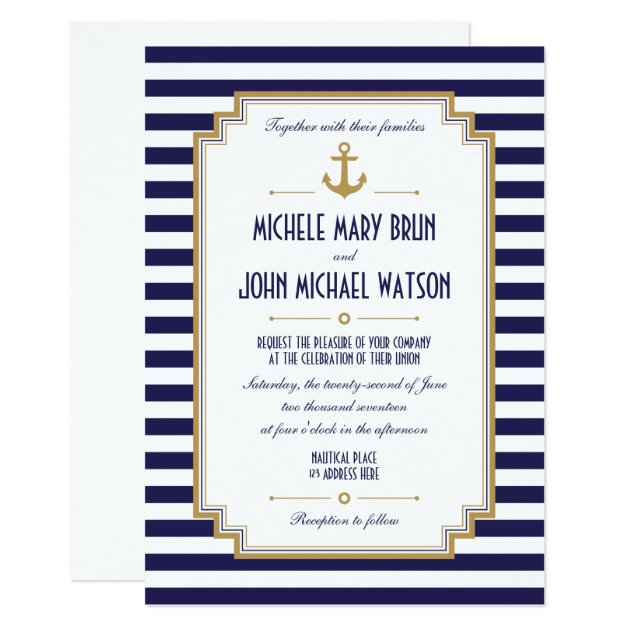 Stylish Nautical Wedding Invitation