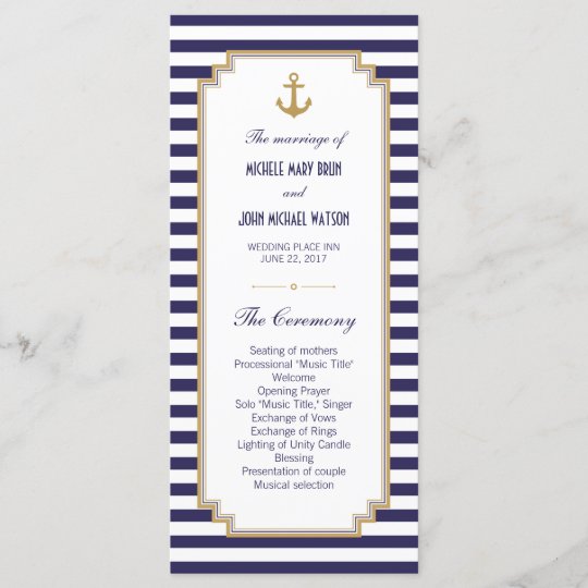 Stylish Nautical Wedding Program Rack Cards Zazzle Com