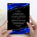 Stylish Navy Blue And Gold Wedding Invitation at Zazzle