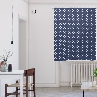 Stylish Navy Blue and White Polka Dots Blackout Curtains