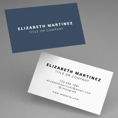 Stylish Navy Blue Front and Back Personalized Business Card