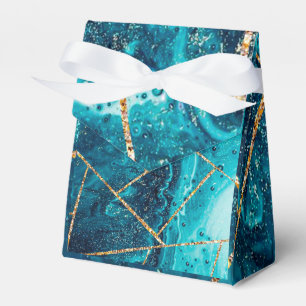 Stylish Navy Blue Gold Agate Geode Chic Monogram Favor Boxes