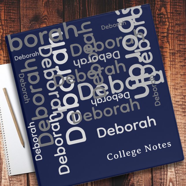 Stylish Navy-Blue Modern Typography Notes 3 Ring Binder (Creator Uploaded)