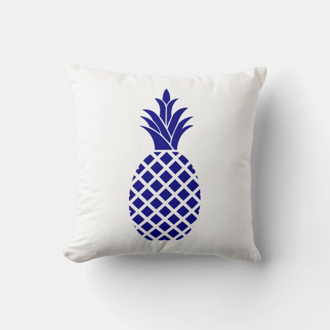 Stylish Navy Blue Pineapple Throw Pillow (Front)