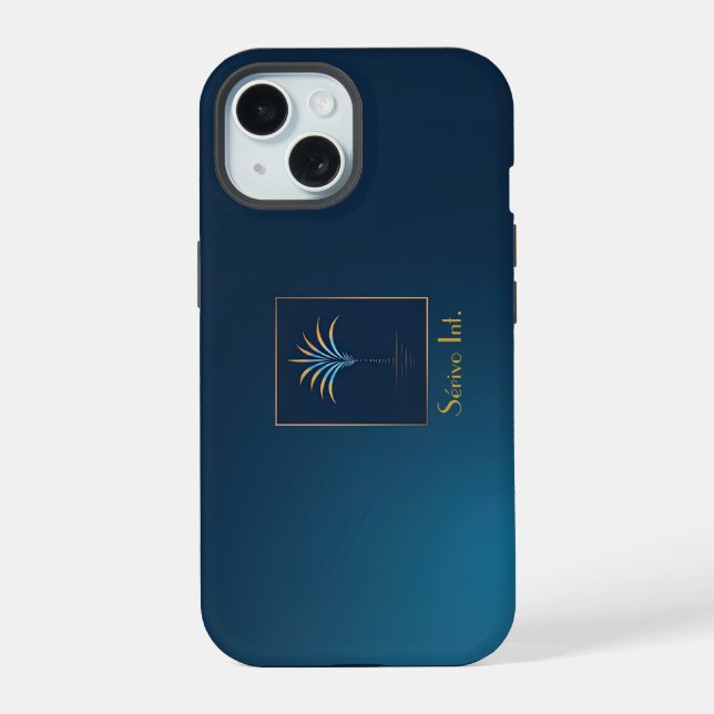 Stylish Navy Monogrammed Midnight Palm  Iphone Case (Back)