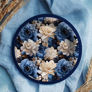 Stylish Navy White Ivory Floral Decorative Plates