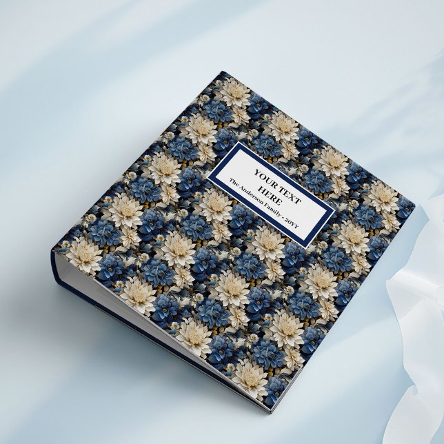 Stylish Navy White Ivory Floral Memory Binder Albu (Stylish Navy White Ivory Floral Memory Binder Album)