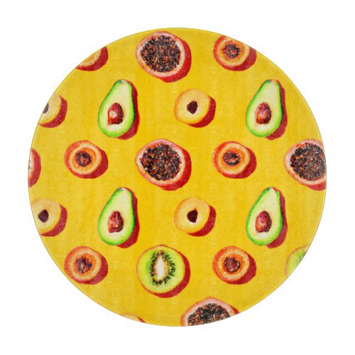 Stylish Neon Fruits Pattern Cutting Board