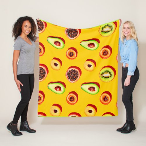 Stylish Neon Fruits Pattern Fleece Blanket