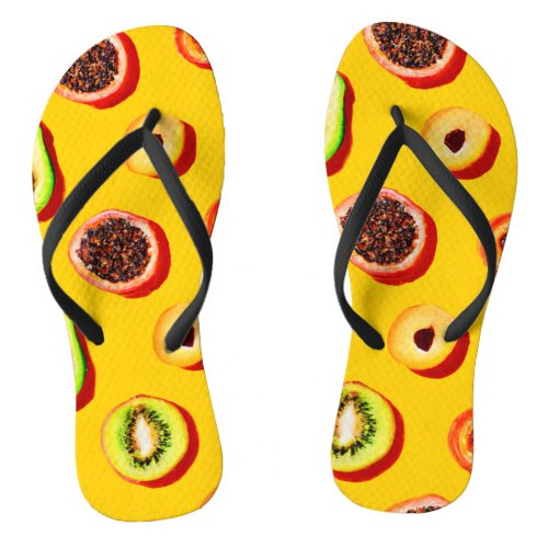 Stylish Neon Fruits Pattern Flip Flops