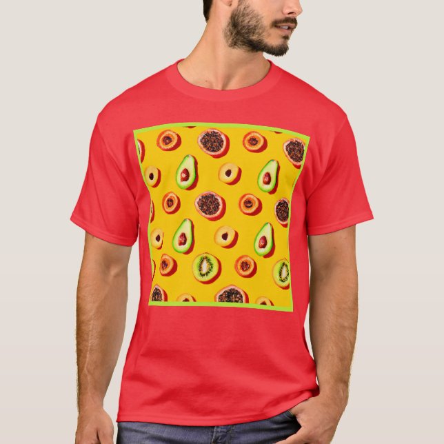 Stylish Neon Fruits Pattern T-Shirt (Front)