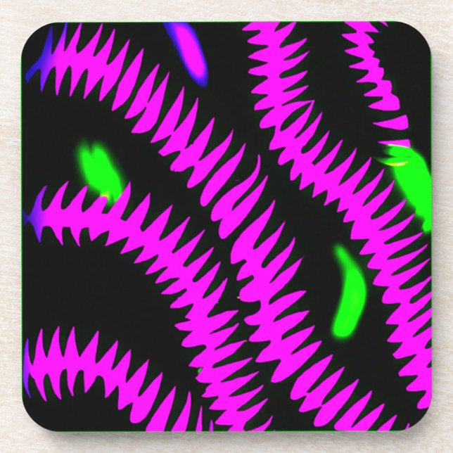 Stylish Neon Patterns Art Beverage Coaster (Front)