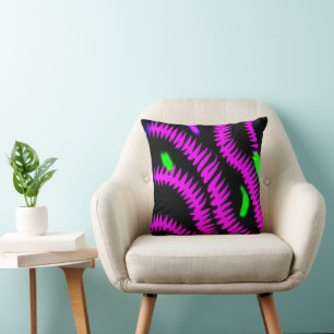 Stylish Neon Patterns Art Throw Pillow