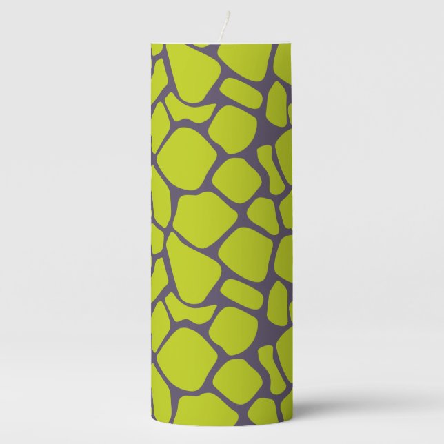 Stylish Neon Purple Leopard Print Animal Skins Pillar Candle (Front)