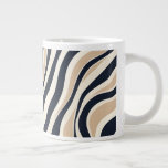 Stylish Neutral Beige And Charcoal Abstract Giant Coffee Mug