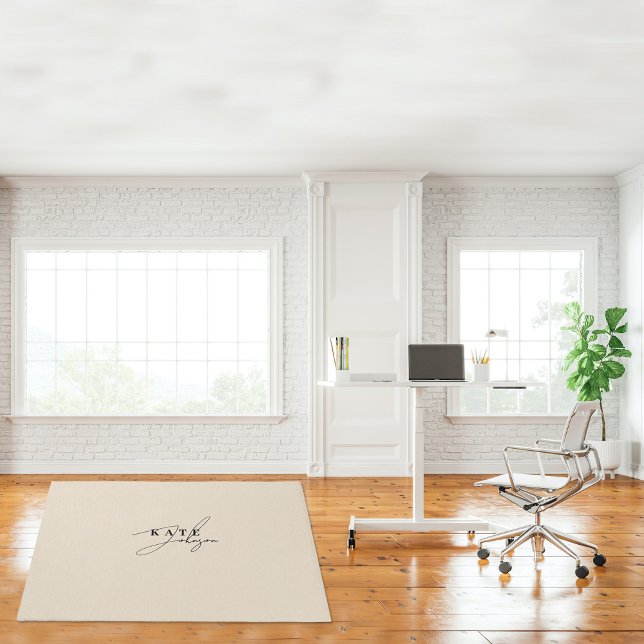 Stylish Neutral Beige Signature Script Monogram Rug (Stylish Neutral Beige Signature Script Monogram Rug)