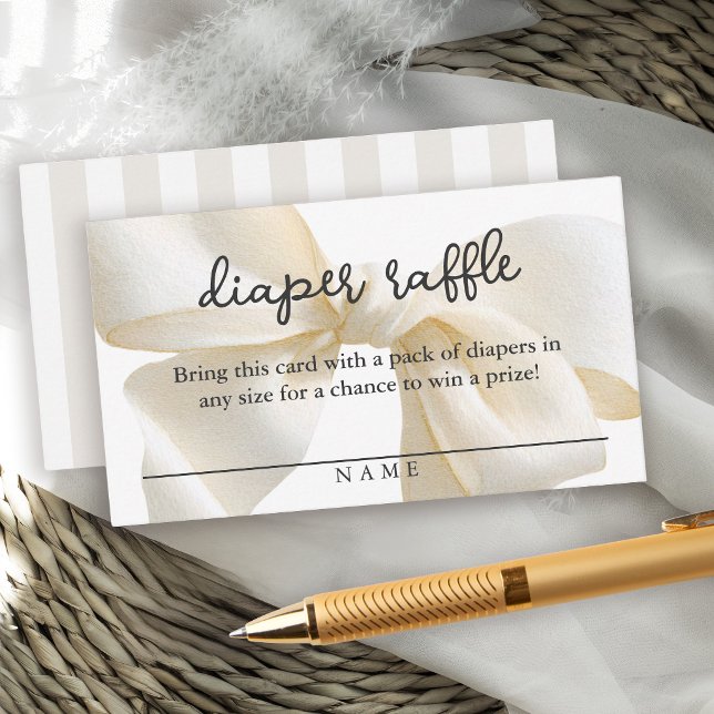 Stylish Neutral Bow Diaper Raffle  Enclosure Card (Creator Uploaded)