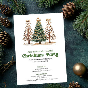Stylish neutral leopard Christmas tree invitation